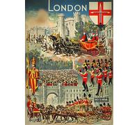London British Railway Travel - A4 Wall Art, Inspirational World Map, Vintage City, Retro Poster, Home Decor for Living Room, Office, Gift Idea for Travel Lovers
