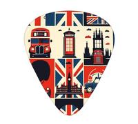 London-British-Symbols 12 Pack Guitar Picks With 3 Thicknesses And Storage Box, Abs Plectrums For Electric Bass Guitar Players