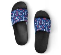 London British Symbols Pattern Men's Slide Sandal Non Slip Shower Shoes Bathroom Slippers for Swimming Pool Beach
