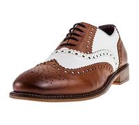 London Brogues Gatsby Mens Brogue Shoes Tan/White Size 7 8 9 10 11 12 (8 UK)
