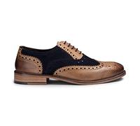 London Brogues Gatsby Mens Leather Brogue Shoes Tan/Navy Suede UK 8