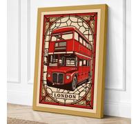 London Bus Art Deco Vintage Canvas Wall Art Print 18x12 Inch