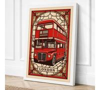 London Bus Art Deco Vintage Canvas Wall Art Print 36x24 Inch (91 x 61 cm)
