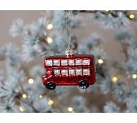 London Bus Bauble, Red Double Decker Bus Bauble, Novelty Fun Quirky Glass Christmas Tree Bauble, Kitsch Decoration, Fun Christmas Decoration Stocking Filler