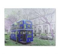 London Bus Behind Blue Glass Chopping Board Benjamin Tate Design Natural One Size