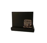 London Bus Engraved Wallet - Personalised Black Leather Men’s Wallet - Unique Gift for Bus Lovers