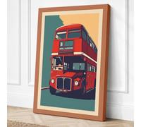 London Bus in Colour Art Deco Canvas Wall Art Print 36x24 Inch (91 x 61 cm)