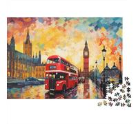 London Bus Scene Hard 1000 Piece Puzzle for Adults Iconic London Bus And Landmark Scenery Premium Sturdy Vibrant Challenging Stress Relief 38x26cm/1000pcs