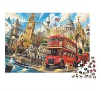 London Bus Tower Jigsaw Puzzle 300 Pieces for Adults | 40x28cm Quality Cardboard, Sharp HD Print, Tight Interlock Fit, Clean Finish, Stress Relief, Birthday Gift
