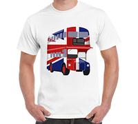 London Bus Union Jack Men's T-Shirt (Small, White)