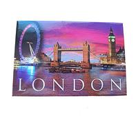 London by Night Fridge Magnet - Big Ben/Tower Bridge/Thames/Eye/British Souvenir from England, UK