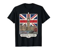 London Calling Big Ben Union Jack Flag Graphic Art Value Graphic T-Shirt
