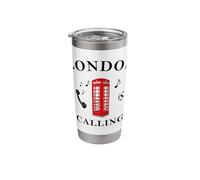 London Calling, England, red Telephone Box, Drawing Stainless Steel Insulated Tumbler