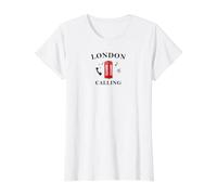 London Calling, England, red Telephone Box, Drawing Value Graphic T-Shirt, Women, White, M