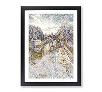 London Canal Barge Modern Bg Framed Print | A4 Black Framed Wall Art | Ready to Hang | Modern Nature Picture | Living Room Bedroom Lounge Office