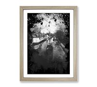 London Canal Barge Modern Cb Framed Print | A3 Oak Framed Wall Art | Ready to Hang | Modern Nature Picture | Living Room Bedroom Lounge Office