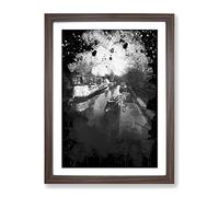 London Canal Barge Modern Cb Framed Print | A4 Walnut Framed Wall Art | Ready to Hang | Modern Nature Picture | Living Room Bedroom Lounge Office