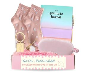 London Carousel Manifestation & Positivity Gift Set - Gratitude Journal, Opalite Necklace, Sleep Mask, Socks & Keyring to Support Mindfulness, Self Care and Positive Daily Habits for Women