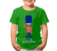 London Cartoon Tower Guard T-Shirt for Kids British Souvenir Tee Comfortable Cotton Perfect for Travel and Casual Wear #T490 Irish Green 5-6 Years