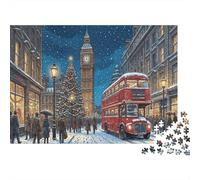 London Christmas Street Classic 1000 Pc Rigid Cardboard Jigsaw Big Ben for Seniors Leisure Time Rainy Day Fun Must-Have Puzzle Lovers 38x26cm/1000pcs