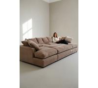 London Cinema U Shape Sofa , Corner Sofa And Big Footstool,beige Coffee Jumbo Cord Fabric ,fluffy Fibre Seats