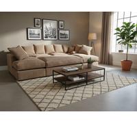 London Cinema U Shape Sofa , Corner Sofa And Big Footstool, Coffee Beige Jumbo Cord Fabric ,fluffy Fibre Seats
