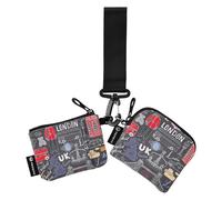 London City Doodles Elements Collection Women's Wallet Credit Card Holder Mini Credit Card Holder with Zipper Pocket for Men and Women 2 Pieces Multi-Colored 10.5cm(L) x, Multi-Colour., 4.13"(L) x