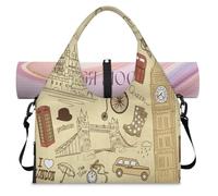 London City Landmarks Sports Duffel Bag for Women Men London Weekend Overnight Bag with Shoe Compartment Shoulder Tote Luggage Bag for Yoga Gym Travel