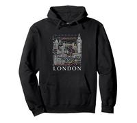 London City Map with Line Net & Architecture Sketch Pullover Hoodie