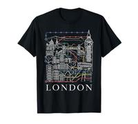 London City Map with Line Net & Architecture Sketch T-Shirt