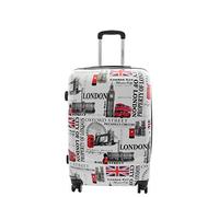 London City Print Suitcase 4 Wheels Expandable Luggage Travel Bags HLG9620 (Medium)