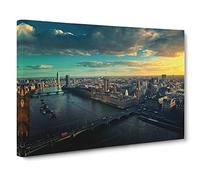 London City Skyline No.2 Modern Canvas Wall Art Print Ready to Hang, Framed Picture for Living Room Bedroom Home Office Décor, 24x16 Inch (60x40 cm)