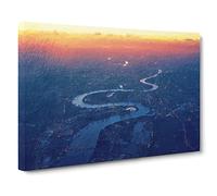 London City Skyline & The River Thames Canvas Print | Gallery Wrapped 30mm Frame Wall Art | 24x16 inches | Ready to Hang | Modern Landscape Picture | Living Room Bedroom Lounge Office