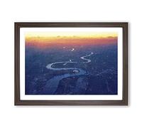 London City Skyline & The River Thames Framed Print | A2 Walnut Framed Wall Art | Ready to Hang | Modern Cityscape Picture | Living Room Bedroom Lounge Office