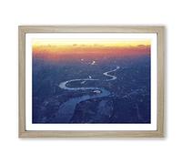 London City Skyline & The River Thames Modern Art Framed Print | A3 Oak Framed Wall Art | Ready to Hang | Modern Cityscape Picture | Living Room Bedroom Lounge Office