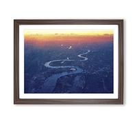 London City Skyline & The River Thames Modern Art Framed Print | A3 Walnut Framed Wall Art | Ready to Hang | Modern Cityscape Picture | Living Room Bedroom Lounge Office