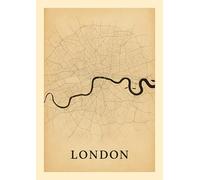 London City Street Map Wall Art Print, Thames River Design. Size A4