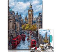 London City Street Scene JigsawPuzzle 1000 Pieces for Adults,Challenging Game And Family Play for Is Ideal As A Gift for The Whole Family (50x75cm)
