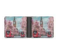 London - City Street View Leather Wallets for Men Slim Bifold Wallet Credit Card Holder Front Pocket Wallets