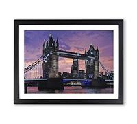 London City Tower Bridge No.1 Modern Framed Wall Art Print, Ready to Hang Picture for Living Room Bedroom Home Office Décor, Black A4 (34 x 25 cm)