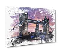 London City Tower Bridge No.1 V3 Canvas Print | Gallery Wrapped 30mm Frame Wall Art | 20x14 inches | Ready to Hang | Modern Cityscape Picture | Living Room Bedroom Lounge Office