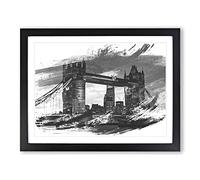 London City Tower Bridge Vol.1 V1 Modern Framed Print | A3 Black Framed Wall Art | Ready to Hang | Modern Cityscape Picture | Living Room Bedroom Lounge Office