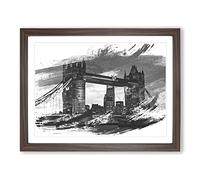 London City Tower Bridge Vol.1 V1 Modern Framed Print | A4 Walnut Framed Wall Art | Ready to Hang | Modern Cityscape Picture | Living Room Bedroom Lounge Office
