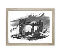 London City Tower Bridge Vol.1 V1 Modern Framed Wall Art Print, Ready to Hang Picture for Living Room Bedroom Home Office Décor, Oak A4 (34 x 25 cm)