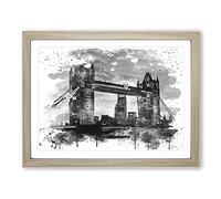 London City Tower Bridge Vol.1 V4 Modern Framed Print | A3 Oak Framed Wall Art | Ready to Hang | Modern Cityscape Picture | Living Room Bedroom Lounge Office