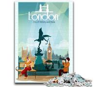 London City Travel History Jigsaw Puzzles for Teenagers 1000 Piece Puzzle,Help The Brain Exercise Addictive Toys to Cultivate Patience A Work of Art (50x75cm)