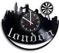 London City United Kingdom England Vintage Black Vinyl Record Wall Clock Wall Art 3D Modern Design Office Bar Room Home Decor Gift
