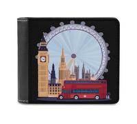 London City Vintage British UK Bifold Wallet PU Leather Credit Card Holder Wallets Slim Front Pocket Money Clip