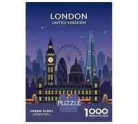 London Cityscape at Night Adult Paper Puzzle, Historic Square Architecture, Interlocking Paper Pieces for Home Décor Fans, Relaxing Challenge, Gift Idea, 52x38cm/1000pcs