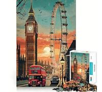 London Cityscape Big Ben Eye Jigsaw Puzzles 1000 Pieces Tension Relief Clear Hue Enjoyable Challenge Xmas Surprise (38x52cm)